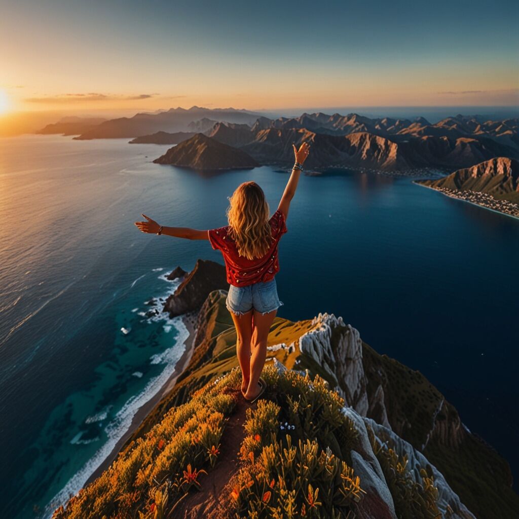 Solo traveler enjoying hot air balloon adventure.