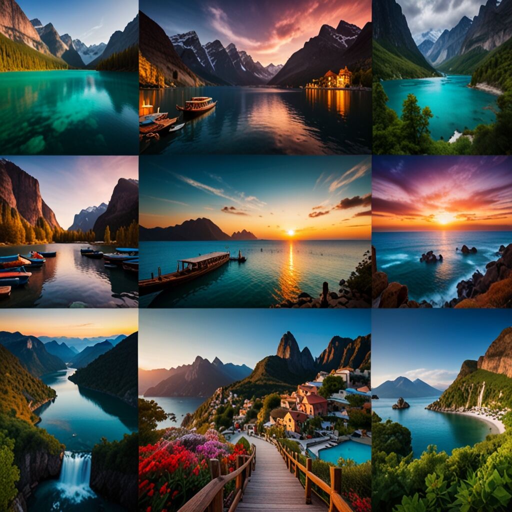 Crystal-clear lake surrounded by mountain peaks